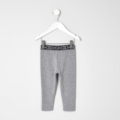 Mini girls grey branded leggings